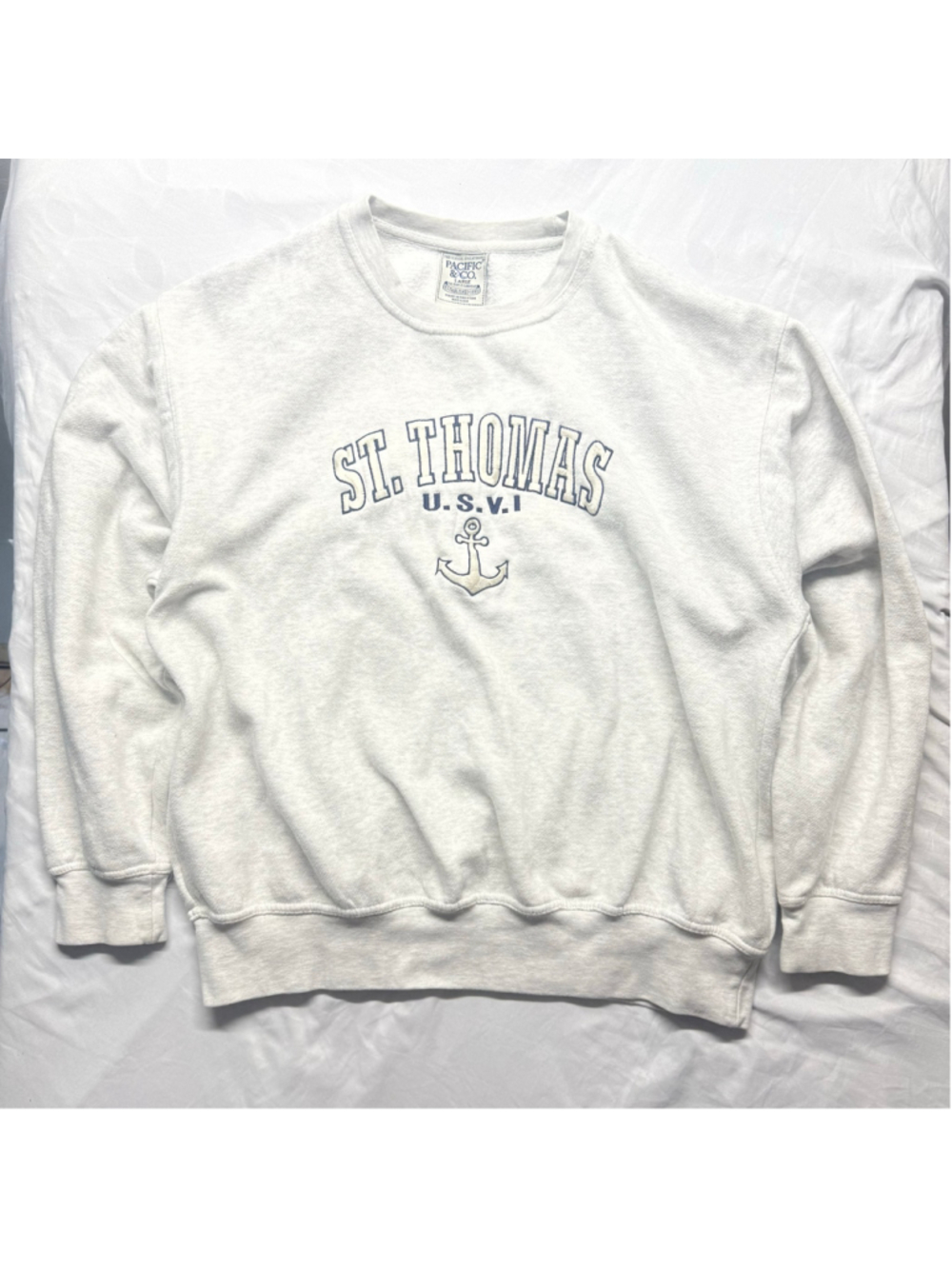 Pacific & Co St Thomas USVI Embroidered Graphic Crewneck Sweatshirt Large